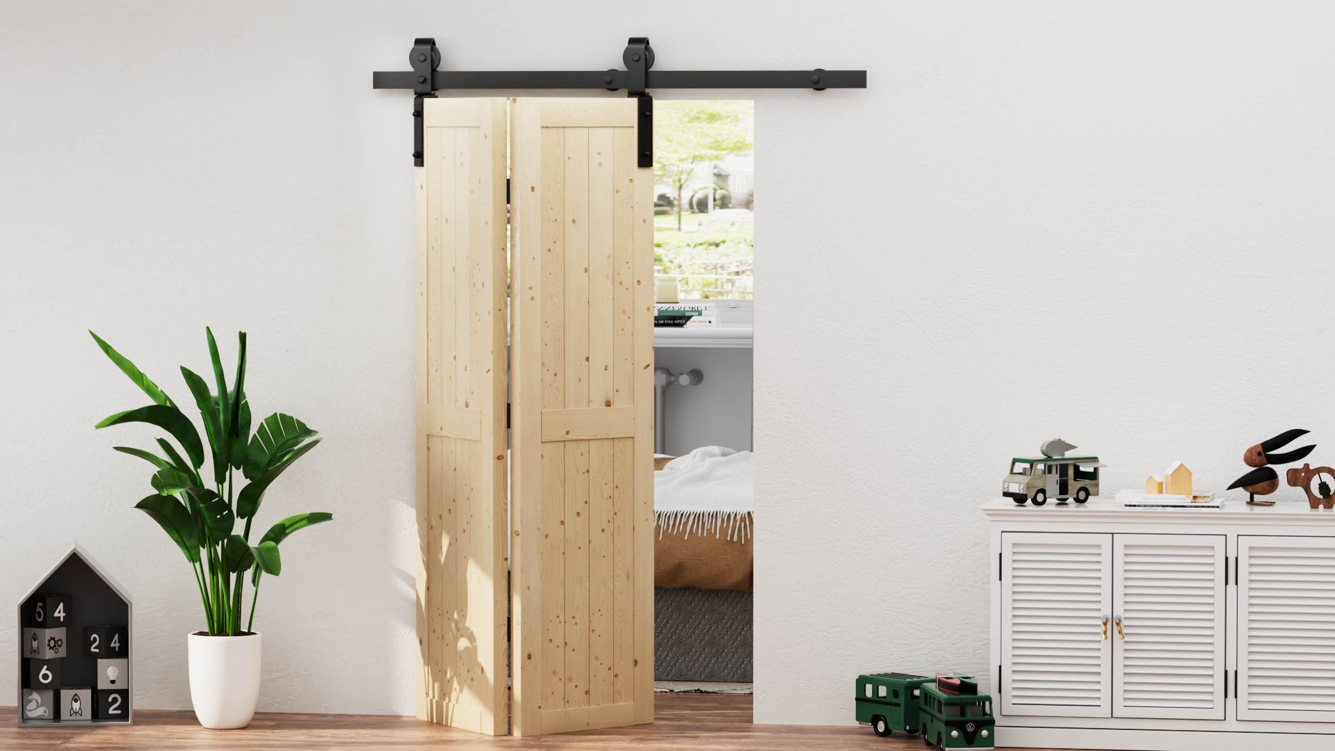 hooo…ページ Amazon.com: ZEKOO Bifold Barn Door Hardware: 60 inch Bi